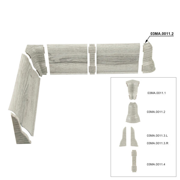 External corner for groove PVC skirting boards - Oak Chilaut - Afbeelding 2