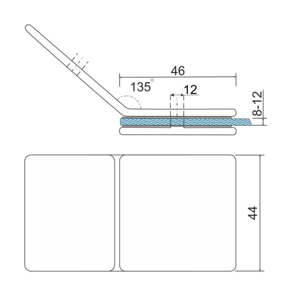Glass panel holder 135° - Afbeelding 3