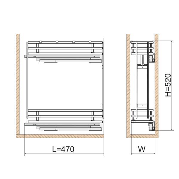 Uittrekelement voor onderkast, soft close - voor kast 150, 200 mm ROSI - Afbeelding 5